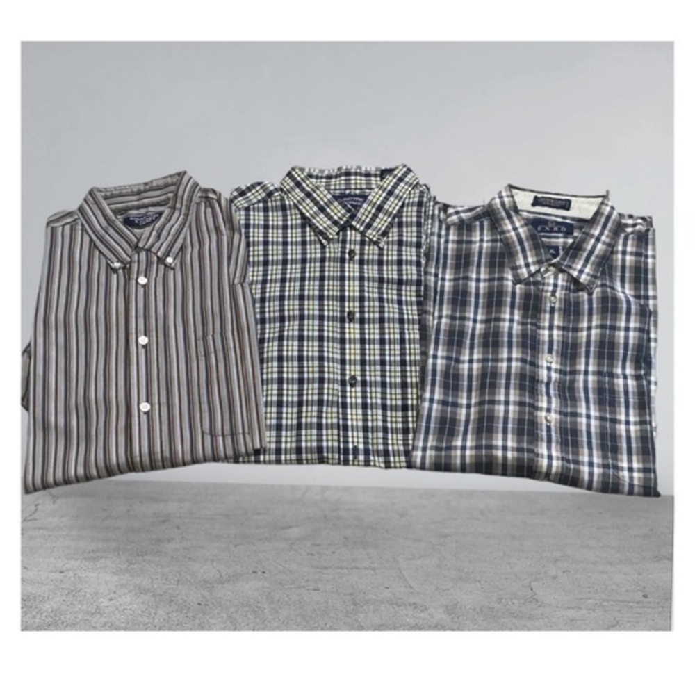 Roundtree & Yorke Button Front Work Casual Short & Long Sleeve Shirt Bundle XL